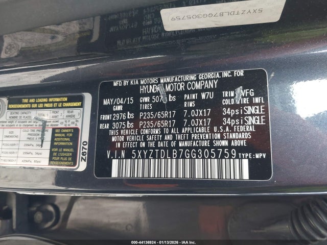5XYZTDLB7GG305759 Hyundai Santa Fe Sport 2.4l