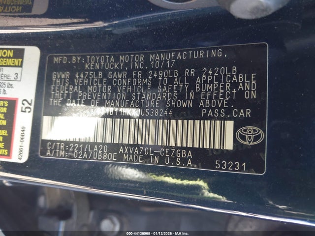 4T1B11HKXJU538244 Toyota CAMRY XLE