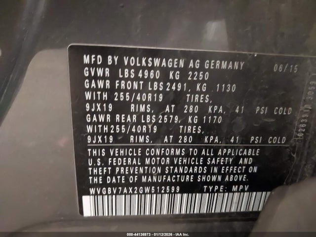 WVGBV7AX2GW512599 Volkswagen Tiguan Sel