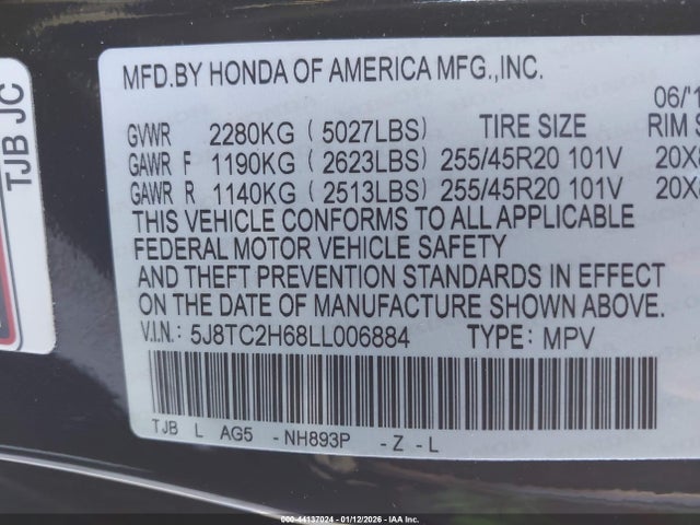 Aukcja sprzedaży 2020 Acura Rdx A-spec Package, vin: 5J8TC2H68LL006884, numer aukcji: 44137024