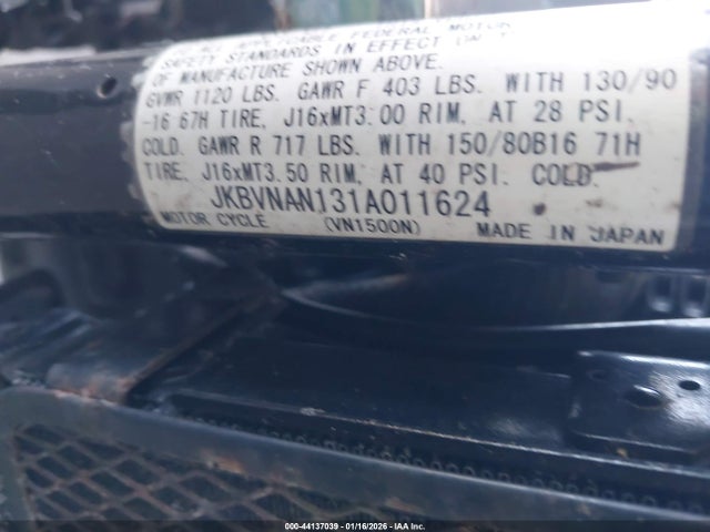 2001 KAWASAKI VN1500 JKBVNAN131A011624 Photo 9