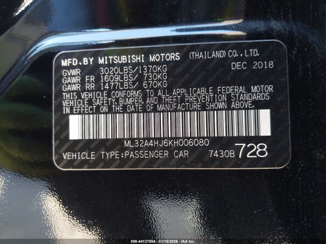2019 MITSUBISHI MIRAGE ML32A4HJ6KH006080 Photo 8