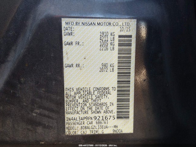 1N4AL3AP9FN921675 Nissan Altima 2.5 S