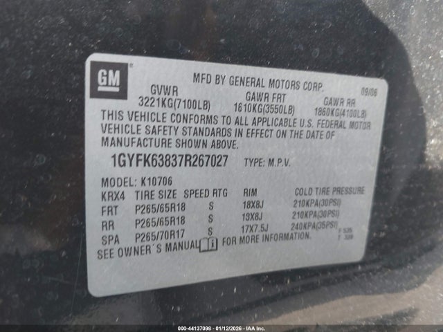 2007 CADILLAC ESCALADE 1GYFK63837R267027 Photo 8