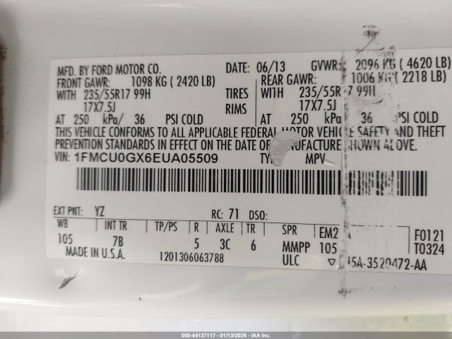 1FMCU0GX6EUA05509 Ford ESCAPE SE