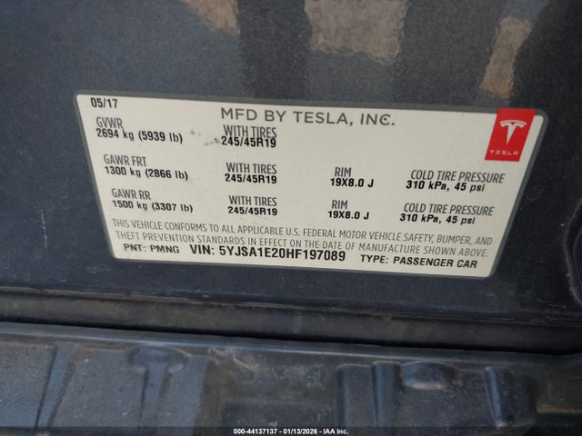 2017 TESLA MODEL S 5YJSA1E20HF197089 Photo 8