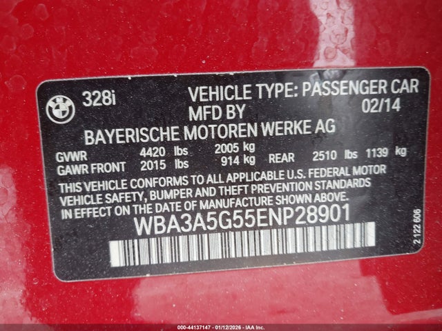 Продажа на аукционе авто 2014 Bmw 328i, vin: WBA3A5G55ENP28901, номер лота: 44137147