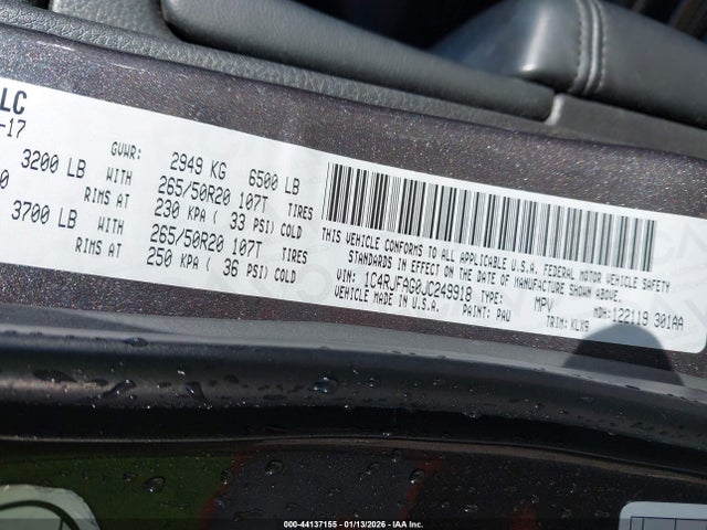 1C4RJFAG0JC249918 Jeep Grand Cherokee Altitude 4x4