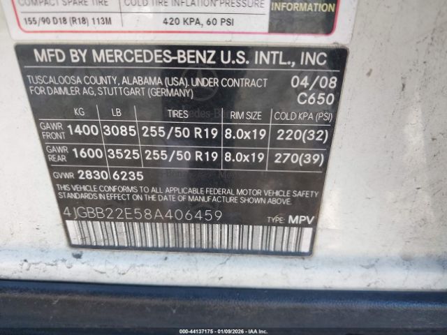 2008 MERCEDES-BENZ ML 320 CDI 4JGBB22E58A406459 Photo 8