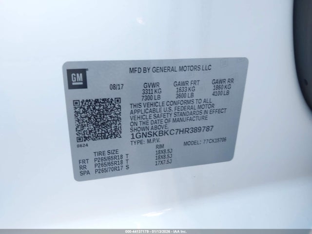 1GNSKBKC7HR389787 Chevrolet Tahoe Lt