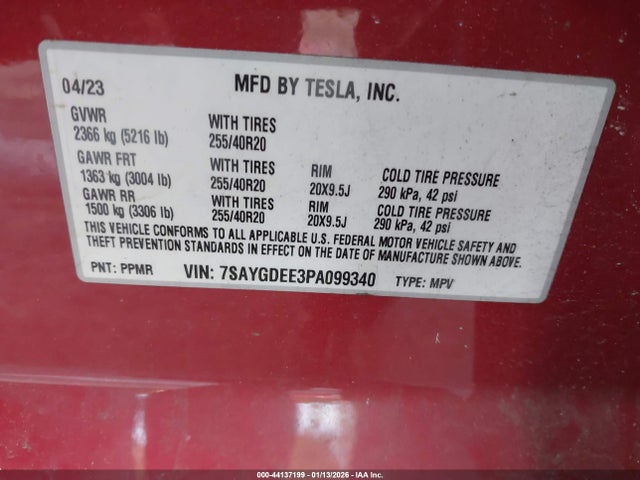2023 TESLA MODEL Y 7SAYGDEE3PA099340 Photo 8