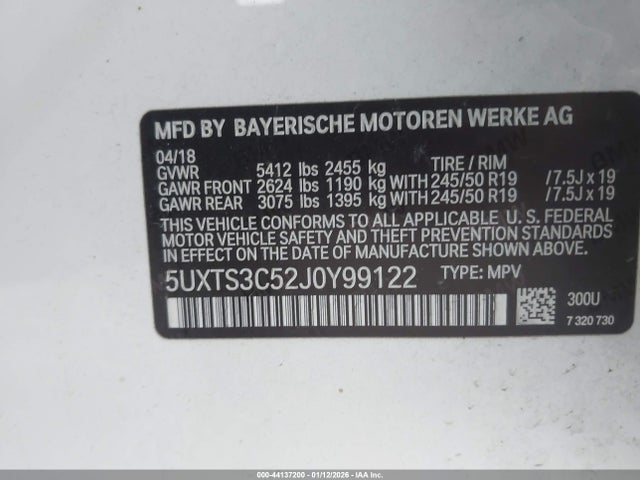 2018 BMW X3 5UXTS3C52J0Y99122 Photo 8