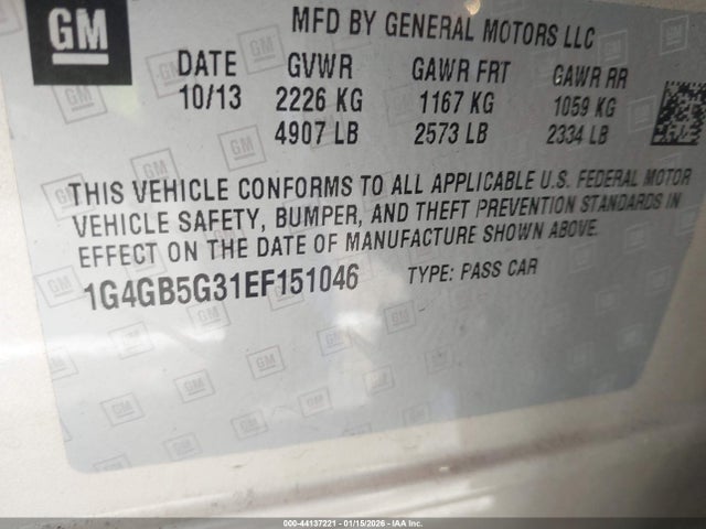 1G4GB5G31EF151046 Buick Lacrosse Leather Group