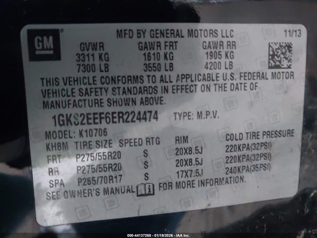 Aukcja sprzedaży 2014 Gmc Yukon Denali, vin: 1GKS2EEF6ER224474, numer aukcji: 44137268