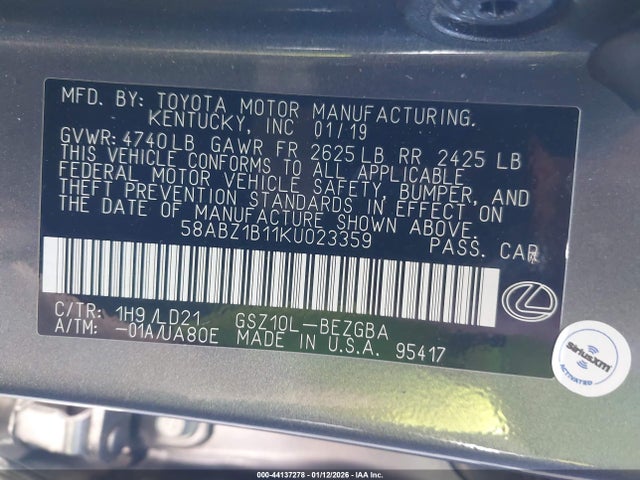 Lexus ES 350 2019 58ABZ1B11KU023359 Image 9