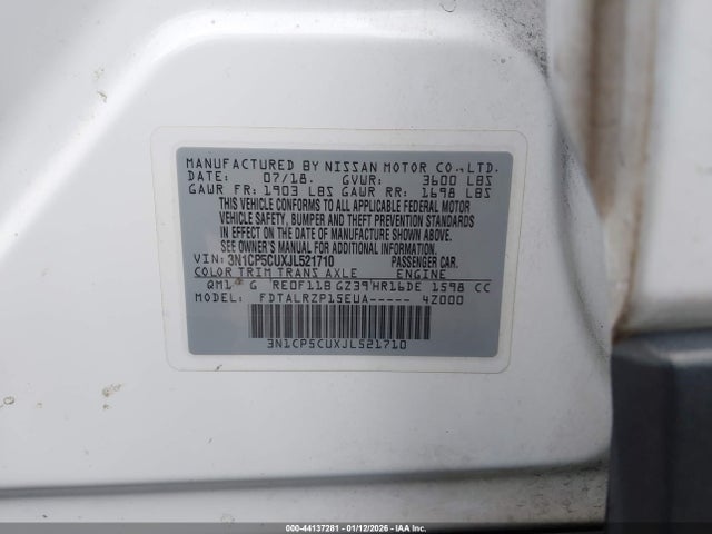 3N1CP5CUXJL521710 Nissan KICKS S
