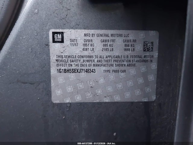 1G1BH5SEXJ7148343 Chevrolet Cruze Lt Auto