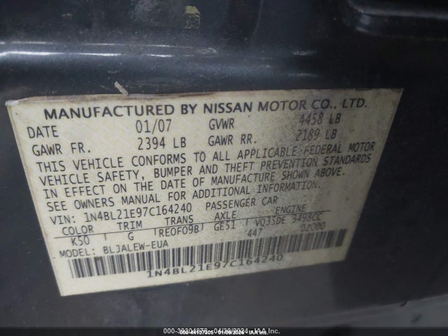 2007 NISSAN ALTIMA 1N4BL21E97C164240 Photo 8