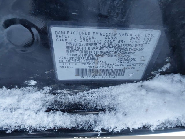 3N1CN7AP4JL866181 Nissan Versa 1.6 Sv