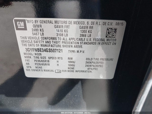 2016 CADILLAC SRX 3GYFNBE34GS507121 Photo 8