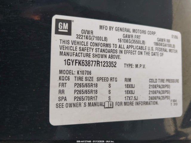 2007 CADILLAC ESCALADE 1GYFK63877R123352 Photo 8