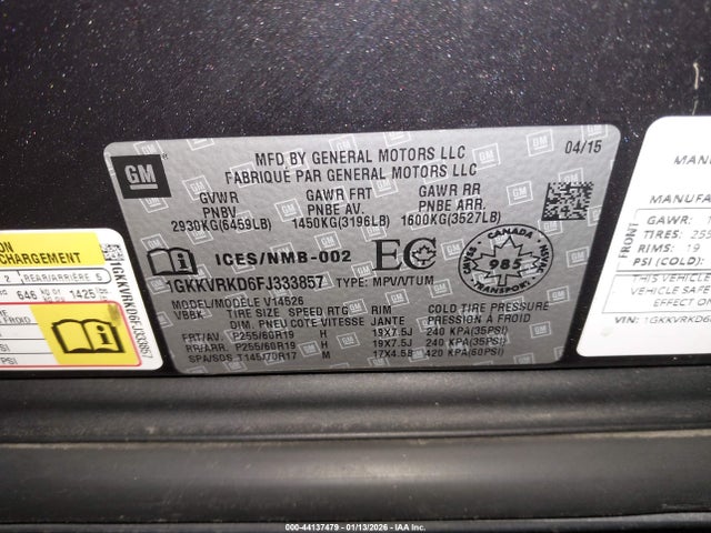 1GKKVRKD6FJ333857 GMC Acadia Slt-1
