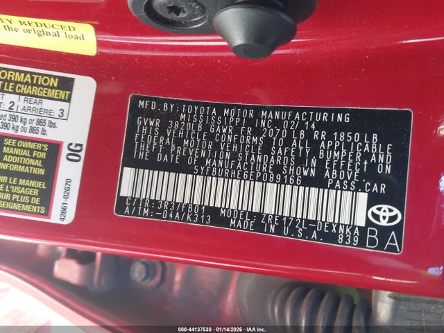 Toyota COROLLA LE 2014 5YFBURHE6EP089166 Image 9