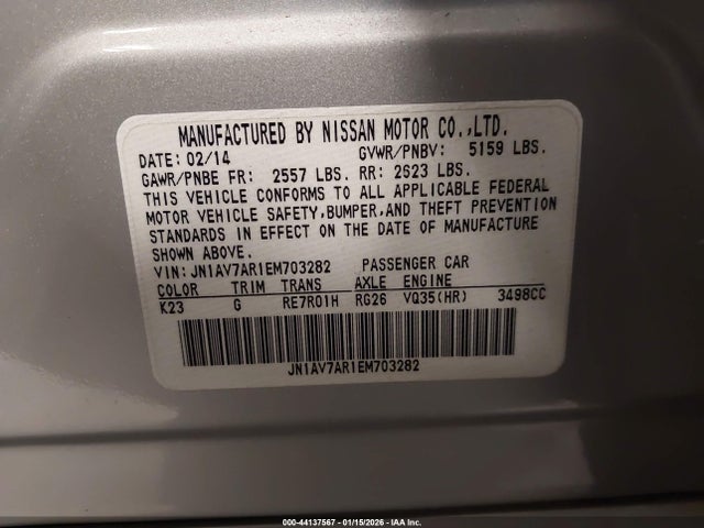 Aukcja sprzedaży 2014 Infiniti Q50 Hybrid Premium/sport, vin: JN1AV7AR1EM703282, numer aukcji: 44137567