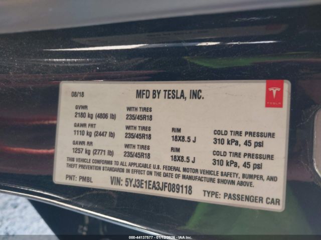 2018 TESLA MODEL 3 5YJ3E1EA3JF089118 Photo 8