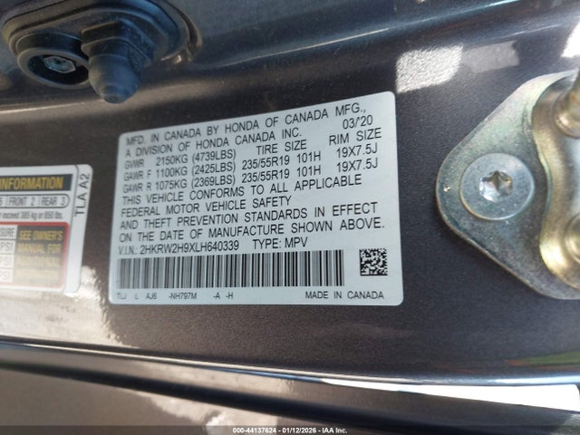 2HKRW2H9XLH640339 Honda Cr-v Awd Touring