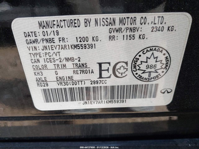 Продажа на аукционе авто 2019 Infiniti Q50 3.0t Luxe/3.0t Signature Edition/3.0t Sport, vin: JN1EV7AR1KM559391, номер лота: 44137650