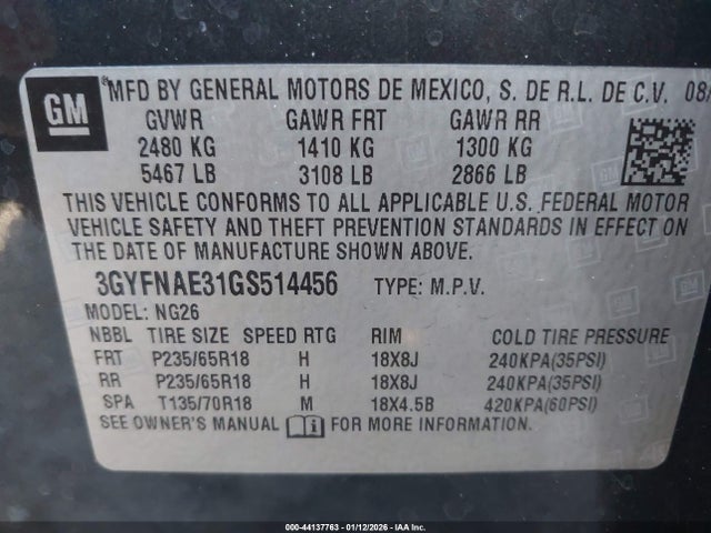 Cadillac Srx Standard 2016 3GYFNAE31GS514456 Image 9