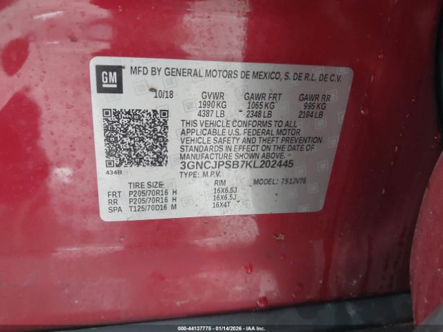 2019 CHEVROLET TRAX 3GNCJPSB7KL202445 Photo 8