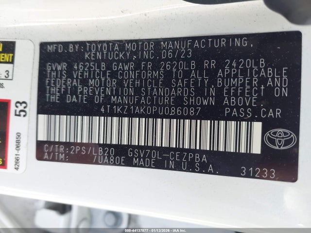 4T1KZ1AK0PU086087 Toyota Camry Xse V6