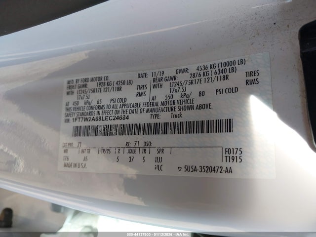 Ford F-250 Xl 2020 1FT7W2A68LEC24684 Image 9
