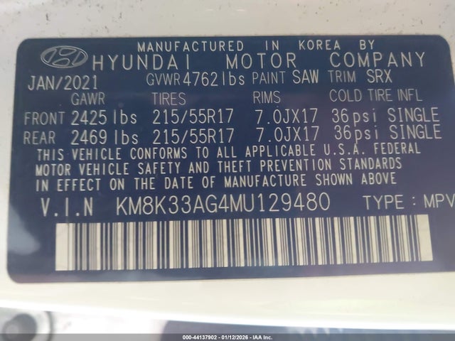 KM8K33AG4MU129480 Hyundai Kona Electric Limited