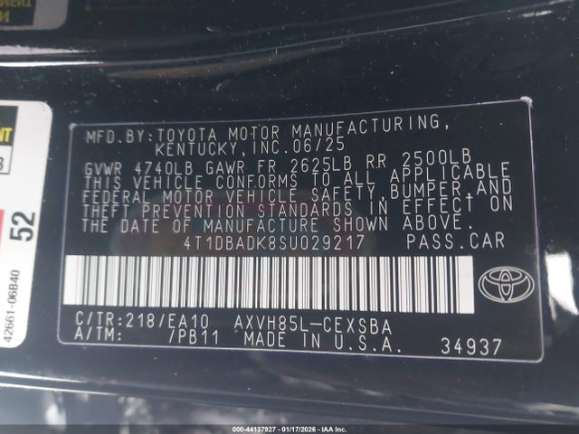 4T1DBADK8SU029217 Toyota CAMRY SE