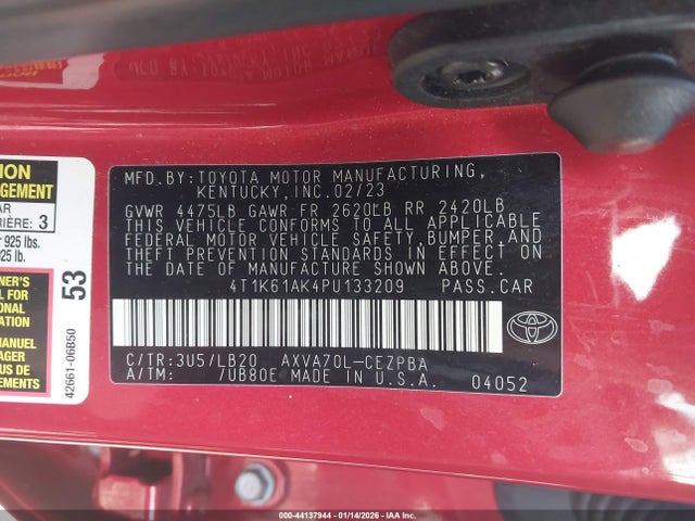 Toyota CAMRY XSE 2023 4T1K61AK4PU133209 Image 24