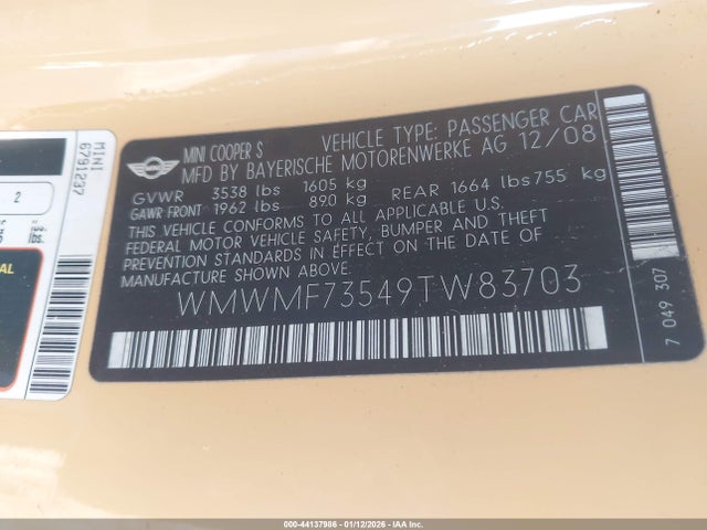 2009 MINI COOPER S WMWMF73549TW83703 Photo 8