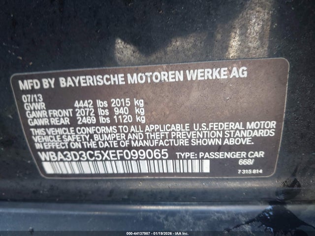 Aukcja sprzedaży 2014 Bmw 328d, vin: WBA3D3C5XEF099065, numer aukcji: 44137987