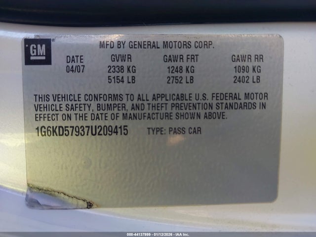 2007 CADILLAC DTS 1G6KD57937U209415 Photo 8