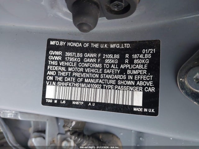 SHHFK7H61MU410902 Honda CIVIC EX