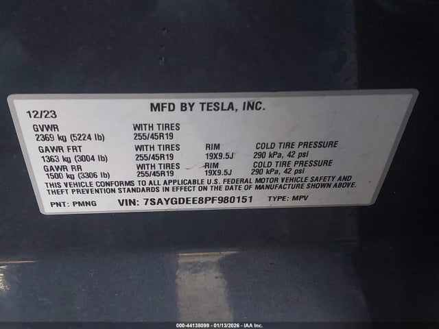 2023 TESLA MODEL Y 7SAYGDEE8PF980151 Photo 8