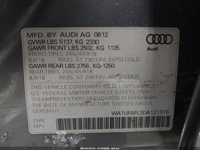 2013 AUDI ALLROAD WA1UFAFL3DA121316 Photo 8