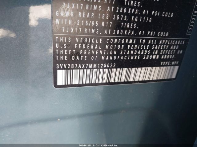 2021 VOLKSWAGEN TIGUAN 3VV2B7AX7MM128022 Photo 8