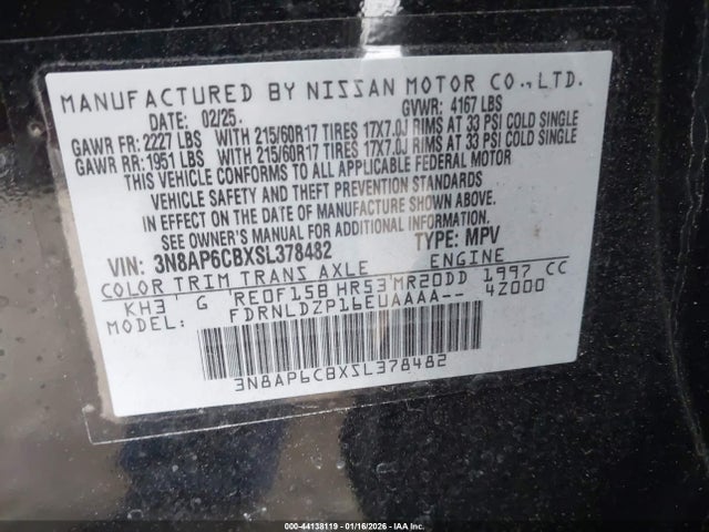 Продаж на аукціоні авто 2025 Nissan Kicks Sv Intelligent Awd, vin: 3N8AP6CBXSL378482, номер лоту: 44138119