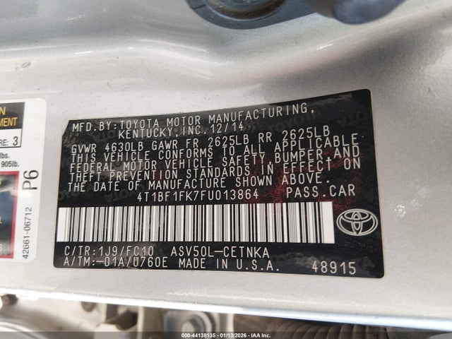 Toyota CAMRY LE 2015 4T1BF1FK7FU013864 Image 9