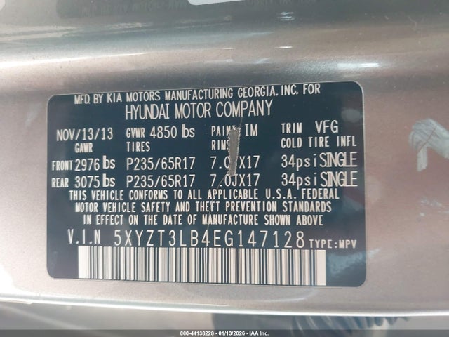 5XYZT3LB4EG147128 Hyundai Santa Fe Sport 2.4l