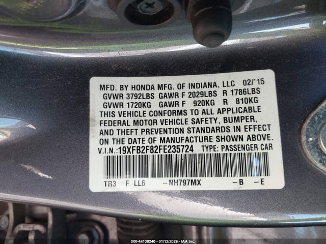 Honda CIVIC EX 2015 19XFB2F82FE235724 Image 9