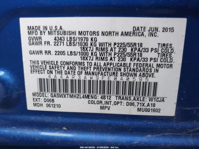 2015 MITSUBISHI OUTLANDER SPORT 4A4AR3AW9FE040595 Photo 8